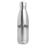 CHECKERED FLAGS Insulated Stainless Steel Water Bottle - silver